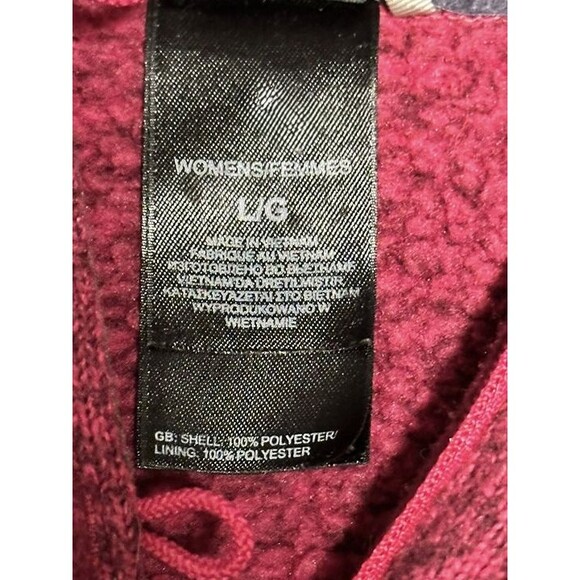 The North Face Women’s Fleece Hoodie Pullover Button Neck Burgundy Size L/G - Picture 4 of 4